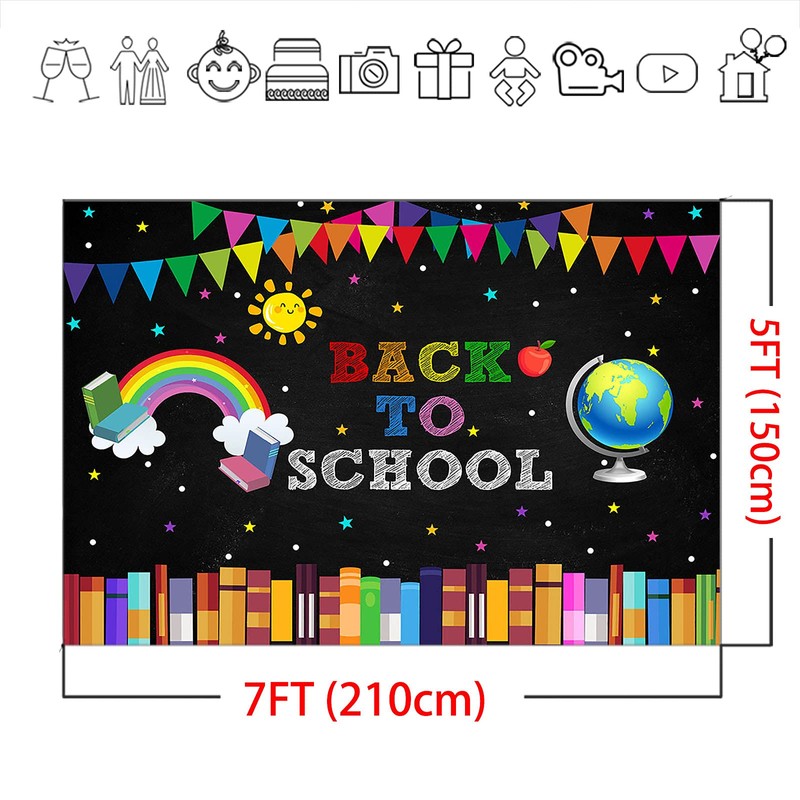 Mocsicka Back to School Backdrop First Day of School Globe