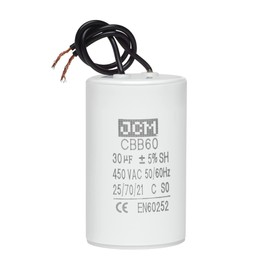 JCM Motor Run Capacitor 30uf MFD 250V/450V AC Volts Round Cylinder 2 Wires CBB60