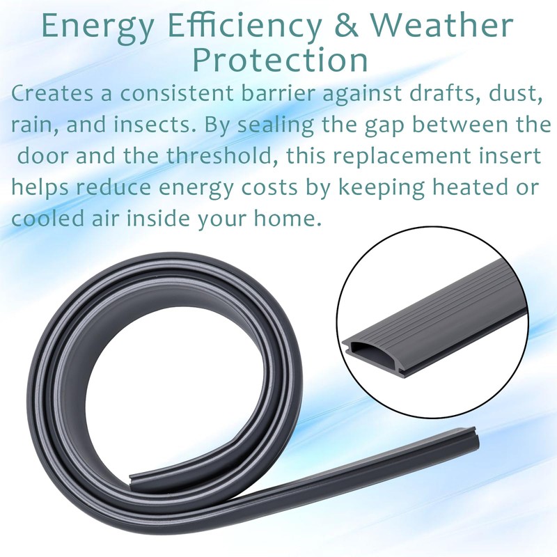  13524 Gray Vinyl Door Threshold Replacement Insert, 1-1/4 in.
