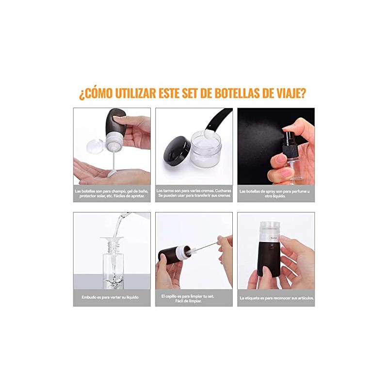 Juego De 16 Botellas De Viaje De Silicona, Contenedor De