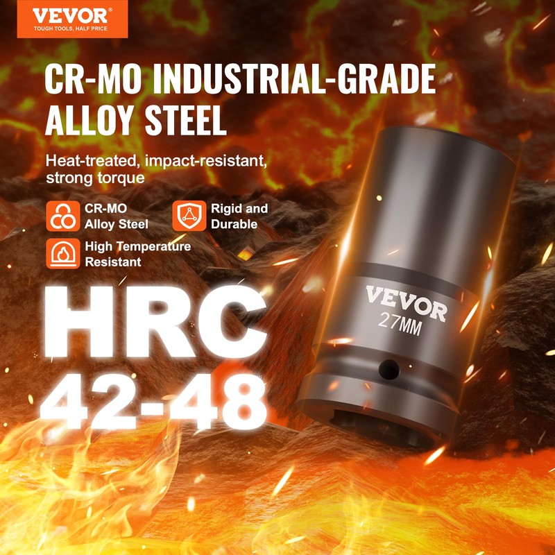 VEVOR 1" Drive Impact Socket Set, 8 Piece Deep Socket