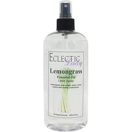 Lemongrass Linen Spray, 16 ounces - Eclectic Lady Sheet and Linen Spray - No Artificial Colors, Parabens, or Preservatives - Long-Lasting Scent for Bed, Fabric & Pillow, Made With Lemongrass Essential
