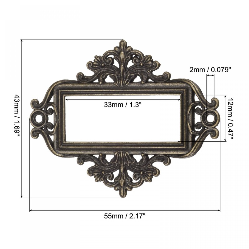 sourcing map Metal Label Holders, 55x43mm 12Pcs Vintage Lace-up Business