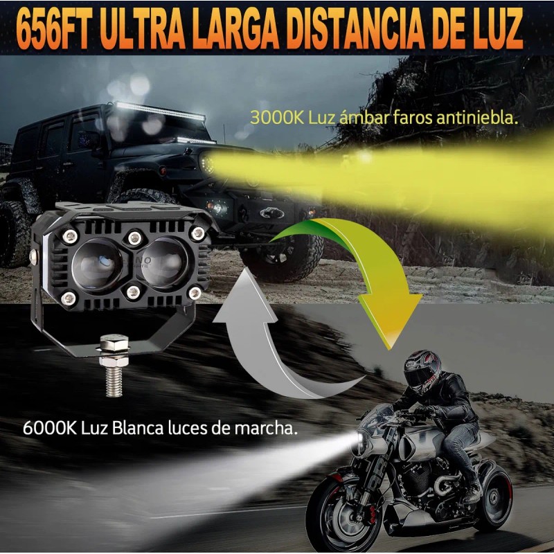 Par Faros Lupa Y Rectang Empotrar Y Hi/lo Super Beam