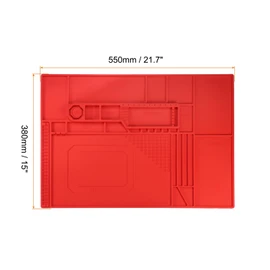 HARFINGTON Soldering Mat 21.7"x15" Silicone Magnetic Soldering Repair Mat Heat Resistant Electronics Work Mat for BGA Soldering Gun Iron Workbench CellPhone Computer Electronics Repair, Red