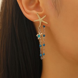 Gold Starfish Earrings for Women,Trendy Boho Summer Beach Seashell Earring Gold Stud Statement Starfish Dangle Earring Mermaid Earrings Hypoallergenic Vacation Jewelry Outfits Accessories (Turtle)