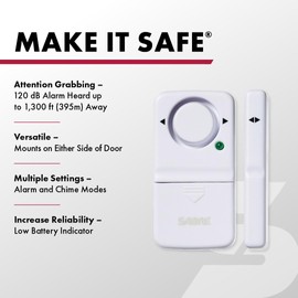 SABRE Wireless Home Security Door Window Burglar Alarm with LOUD 120 dB Siren, DIY EASY to Install, White