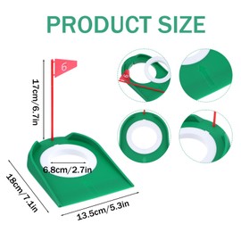6 Pcs Golf Putting Practice Cup Hole Training Aids, Golf Putting Cups with Flags, Golfs Accessories Training Putters with Plastic Flag for Adult Green Office Garage Yard Indoor Outdoor Practice