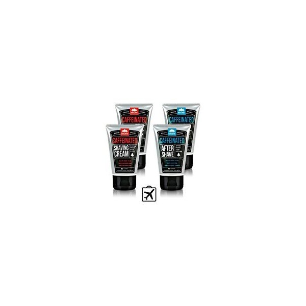 Pacific Shaving Company Caffeinated Shaving Set 4 Pieces - Caffeinated Shaving Cream, 2 Units | Caffeinated Aftershave, 2 Units