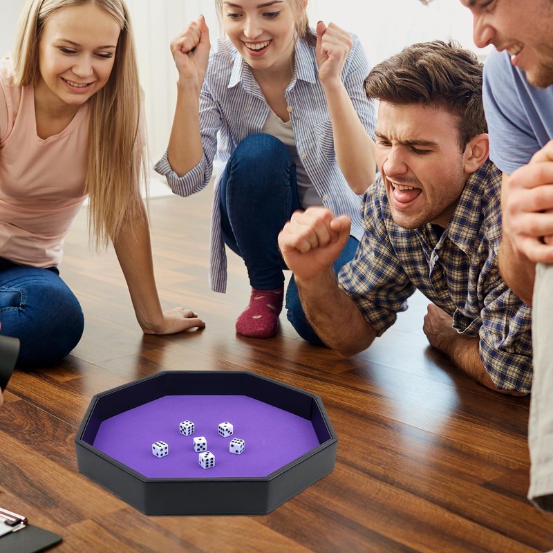Gesserit Dice Board with Felt Pad, Purple Felt Lined PU