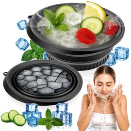 XANGNIER Face Bowl for Ice with Built-In Ice Tray – Collapsible Silicone Facial Ice Bath Bowl for Cold Plunge Therapy, Skin Tightening & Acne Relief – Black Portable Spa Tool for Home & Travel