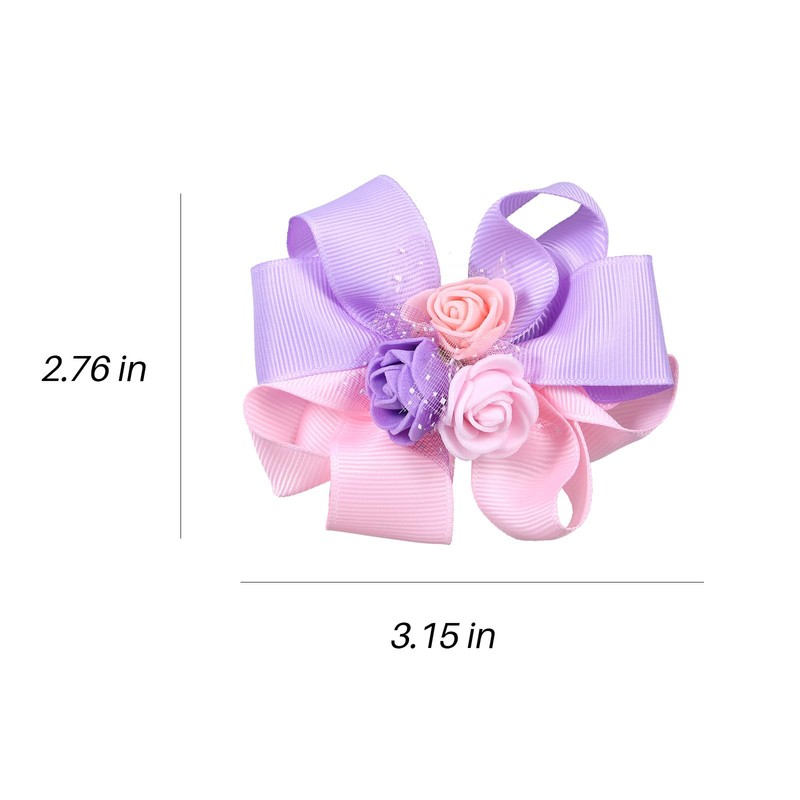 Flower Hair Bow Clips 3 Inch Handmade Kids Girls Cute