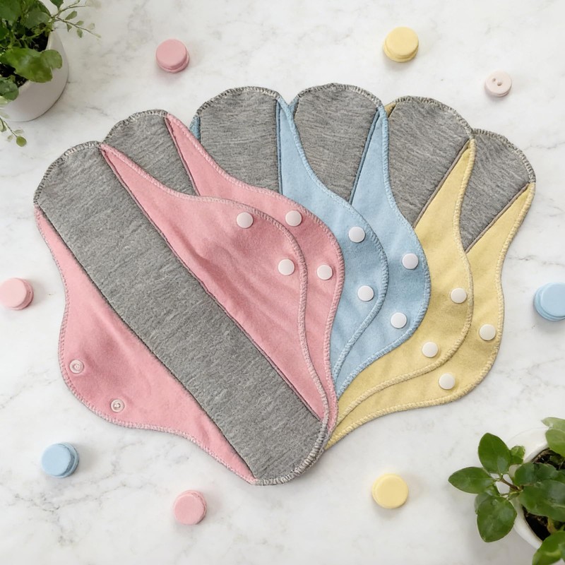 6pcs Reusable Pads, Washable Cotton Panty Liners for Women, Feminine