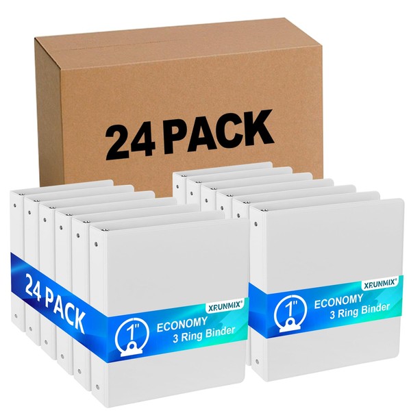 Economy 3-Ring Binders, 1 Inch, Round Rings, 200 Sheet Capacity,