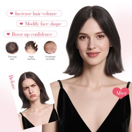 Hairro Human Hair Toppers For Women Wispy Thin Short Wiglet Hairpieces Natural No Bang Middle Part Side Bangs Hair Clip 11 Inches 14.5g #02 Dark Brown