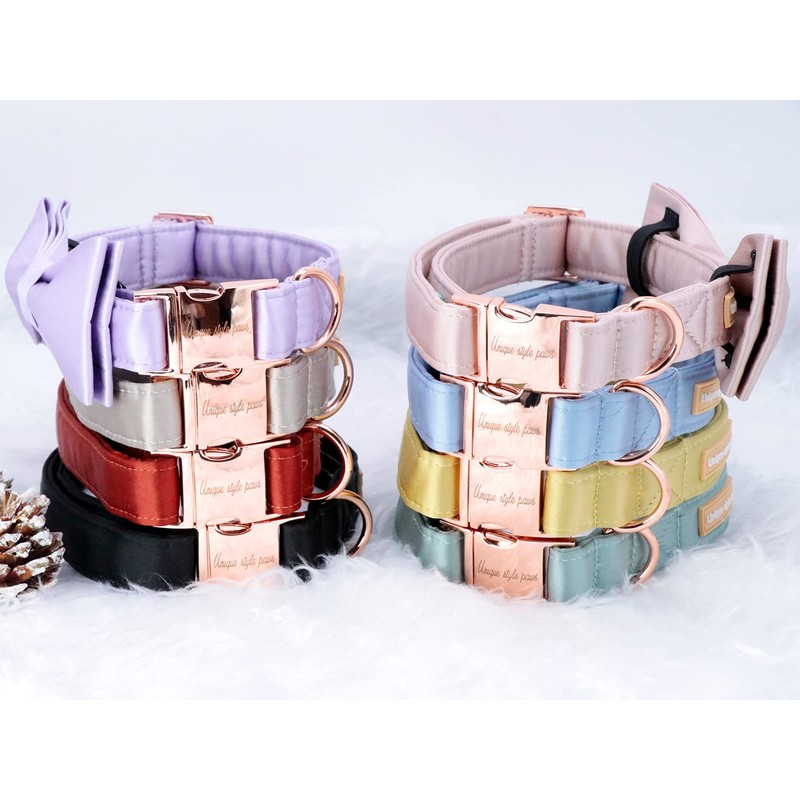 Unique style paws Dog Collar, Blue Silk Dog Collar with