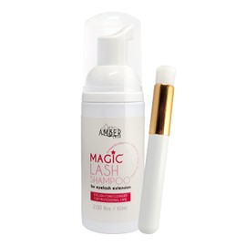 Amber Lash, Magic Lash Shampoo Professional Grade Foam Cleanser for Eyelashes for Eyelash Extension and Safe Makeup Removal for Personal Use, 60ml