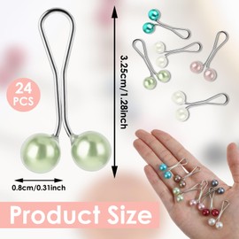 Mabor 24Pcs Hijab Pins for Women Colored Hijab Clips Cute Colored Faux Pearl Safety Pins for Hijab Stainless Steel U Shape Hijab Safety Pins for Muslim