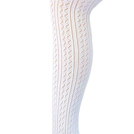 BF Souvenirs Elegant Sexy Women's Costume Overknees Hold-Up Costume Stockings Häckellook White - Hand-Linked Lace - Wedding Oktoberfest Traditional Party Folk Festival Costume (One Size), White, One