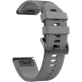 ZACLAY Easy Fit 26mm Silicone Watch Band Replacement Compatible with Fenix 7X 6X 5X Band, Garmin Fenix 5X Fenix 6X Fenix 7X Descent Mk2 Smartwatches Fenix 5X Plus/Fenix 3/Fenix 3 HR (GRAY)
