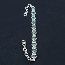 Silver Palace Natural Mystic Topaz Gemstone 925 Sterling Silver Link Bracelet For Women Size-7 Inch To 8 Inch, Sterling Silver, mystic topaz