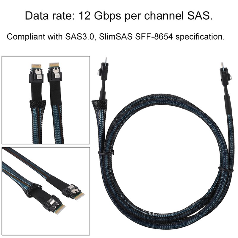 Cabledeconn Slim SAS 38pin SFF-8654 to SFF-8654 Server HDD Data