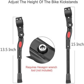 Mesee Adjustable Mountain Bike Kickstands Aluminum Alloy Cycling Side Support Bracket,Universal Rear Mount Bicycle Kick Stand Non-Slip for 22, 24, 26 inch 700c Road Bike/MTB/BMX/Sports Bike