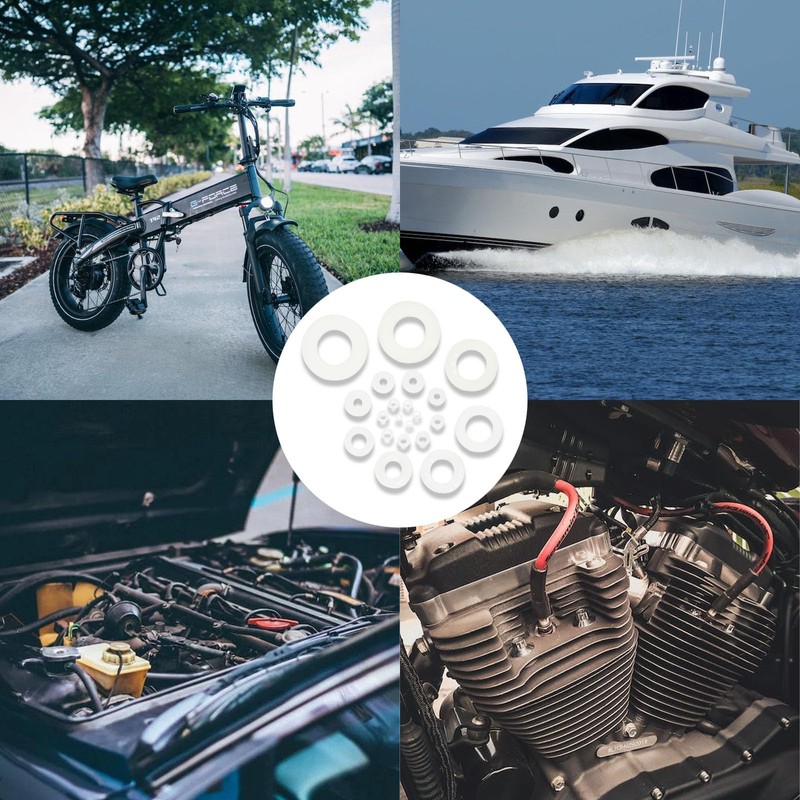 JUNCHEN 3989pcs White Flat Plastic Washers Spacers,36 Sizes Assorted Nylon