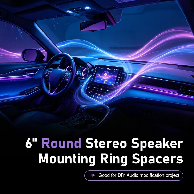2 PCS 6 Inch Car Door Speaker Mounting Ring, ABS