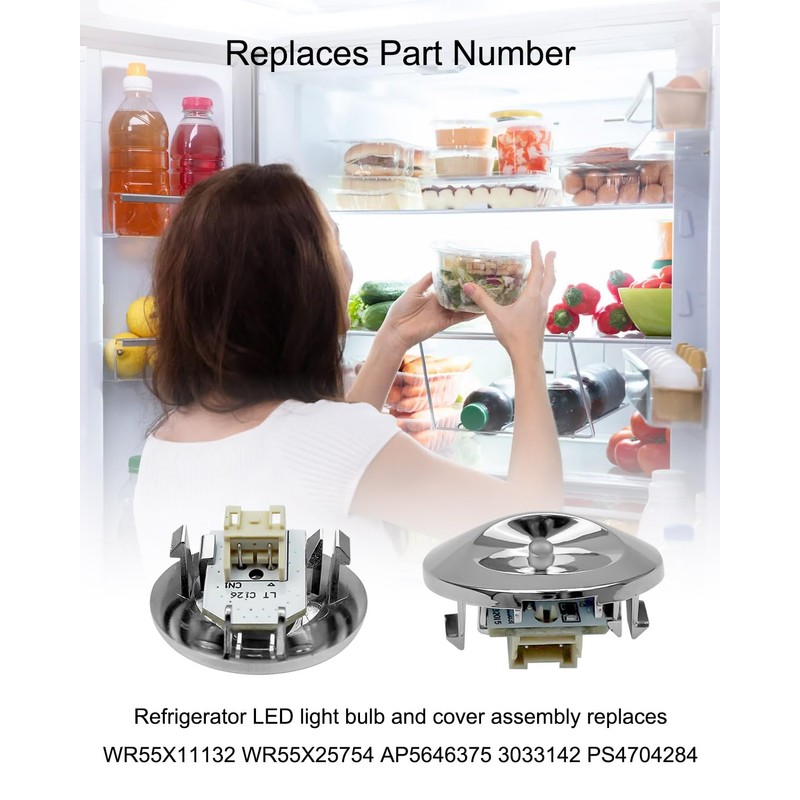 WR55X11132 Refrigerator Led Light Bulb and Cover Assembly Replace WR55X25754
