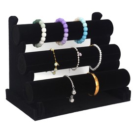 AIRZSNRY 3 Tier Bracelet Holder Organizer, Velvet Bracelet Display Stand for Selling, Detachable Watch Organizer Racks(Black)