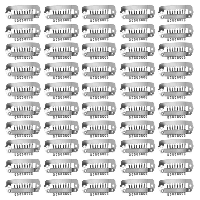50pcs Hair Extension Clips Set Stainless Steel DIY 8 Teeth