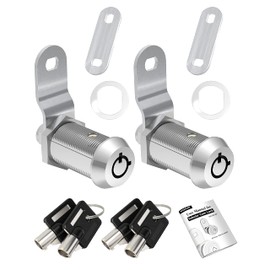 Naissian Locks for RV Storage with Keys,1-1/8 Inch, Travel Trailer Camper Door Lock Tubular RV Cam Lock Replacement 1 1/8", 90°Turn, Pack of 2 with 4 Key Alike, Crome