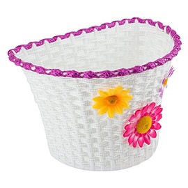 Classic Bike Basket - Small Bicycle Basket with Removable Flowers - 10 x 6.5 x 6.25