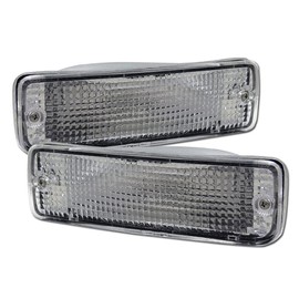 Chrome Clear Housing Front Bumper Turn Signal Lights Parking Lamps ks Compatible With 89-95 Toyota Hilux Pickup / 90-91 Toyota 4Runner