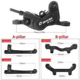 HAIKS Zoom HB876E Hydraulic Disc Brakes Set 4-Pistons E-Bike Electric Power-OffHydraulic Brake Set with 180mm Rotors, Adapter Fit EBike Fat Bike Bicycle for Mountain Bike, Road Bike（Red）