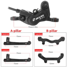 HAIKS Zoom HB876E Hydraulic Disc Brakes Set 4-Pistons E-Bike Electric Power-OffHydraulic Brake Set with 180mm Rotors, Adapter Fit EBike Fat Bike Bicycle for Mountain Bike, Road Bike（Red）