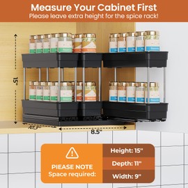 Mystozer 3 Packs Pull Out Spice Rack Organizer for Cabinet, Vertical Spice Rack Pull Out, Heavy Duty Slide Out Seasoning Organizer, 2.3''Wx10.35''Dx8.26''H, 3 Drawers 2 Tiers(Black)