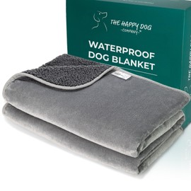 Waterproof Dog Blankets for Extra Large Dogs - Soft Fleece Washable Dog Blankets for Sofa Protection, Pet Blankets for Bed/Sofa/Dog Crate, Reversible Fluffy Furniture Protector, 120x145cm, Grey/Grey