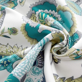 DriftAway Layla Classic America Style Floral Leaves Room Darkening Window Curtain Valance Rod Pocket Single 52 Inch by 18 Inch Plus 2 Inch Header Ivory Teal Gray