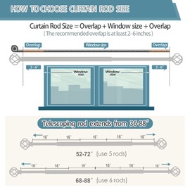 VOIIY Curtain Rods for Windows 48 to 84 Inch(4-7 Feet),3/4" Diameter Bronze Drapery Rods with Twisted Cage Finials,Size:36-88 Inch