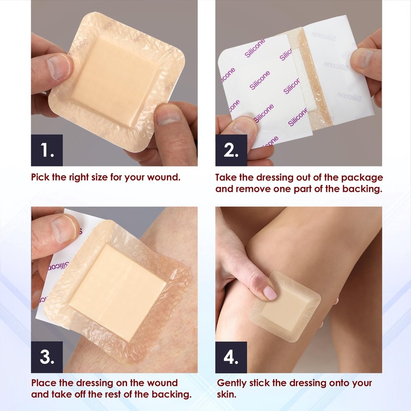MEDca Silicone Foam Dressing w/Adhesive Border 3"x3" (Pack of 10)
