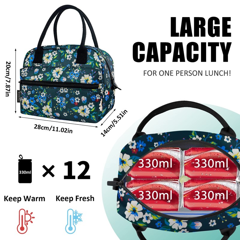 Fmeida Lunch Bag Women's Cool Bag Small Reusable Lunch Bag