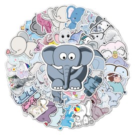 50 Packs Elephant Stickers Water Bottles Laptop Phone Motorcycle Computer Guitar Skateboard Hydroflasks Cute Elephant Cartoon Vinyl Sticker Waterproof Aesthetic Trendy Decals for Teens Girls Adults