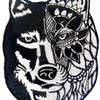 Sunflower Tribal Wolf Embroidered Badge Iron on or Sew on
