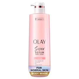 Olay Super Serum Body Wash for Normal Skin, 24hr Long Lasting Hydration, 5+ Ingredient Serum Complex for Bright Even Firm Luminous Skin, 18.5 fl oz