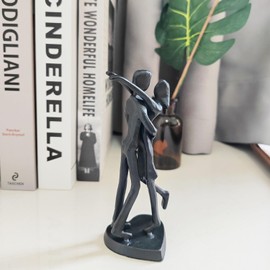 Iron Sculpture Home Decor,Iron 6th for Couple,Art Metal Statue Abstract Modern Accents,Black Metal Couple Sculpture,Romantic Gift Anniversaries for Couple Her Wife Girlfriend Valentine(Embrace)