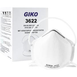 GIKO FFP2 Dust Mask Pack of 10 - Disposable FFP2 Respirator Mask with 5 Layers Protection Face Masks for Construction Work, Construction Work, Grinding, Carpentry, White