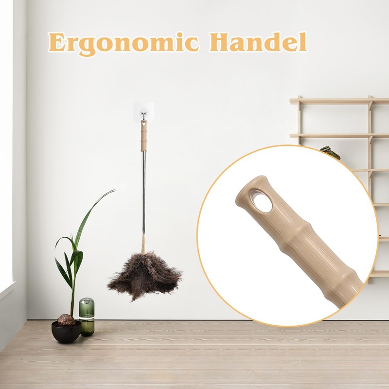 Extendable Ostrich Feather Duster 27-94 Inch, Natural Cleaning Duster Extension