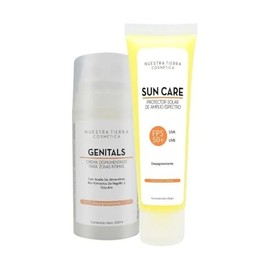 Nuestra Tierra Cosmética Kit Genitals Crema Despigmentante para Zonas Íntimas, 100ml + Sun Care Protector Solar FPS 50+, 100g